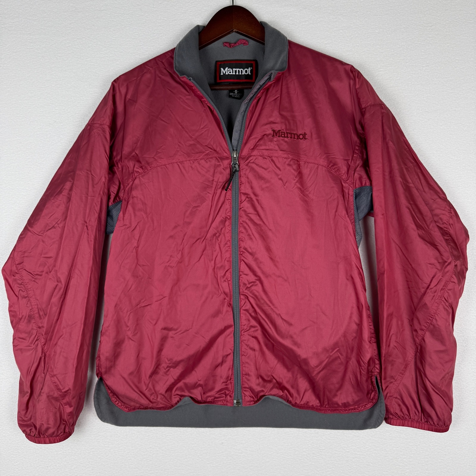 Marmot Windbreaker Jacket Womens M Nylon Ripstop Fleece Lined Full Zip